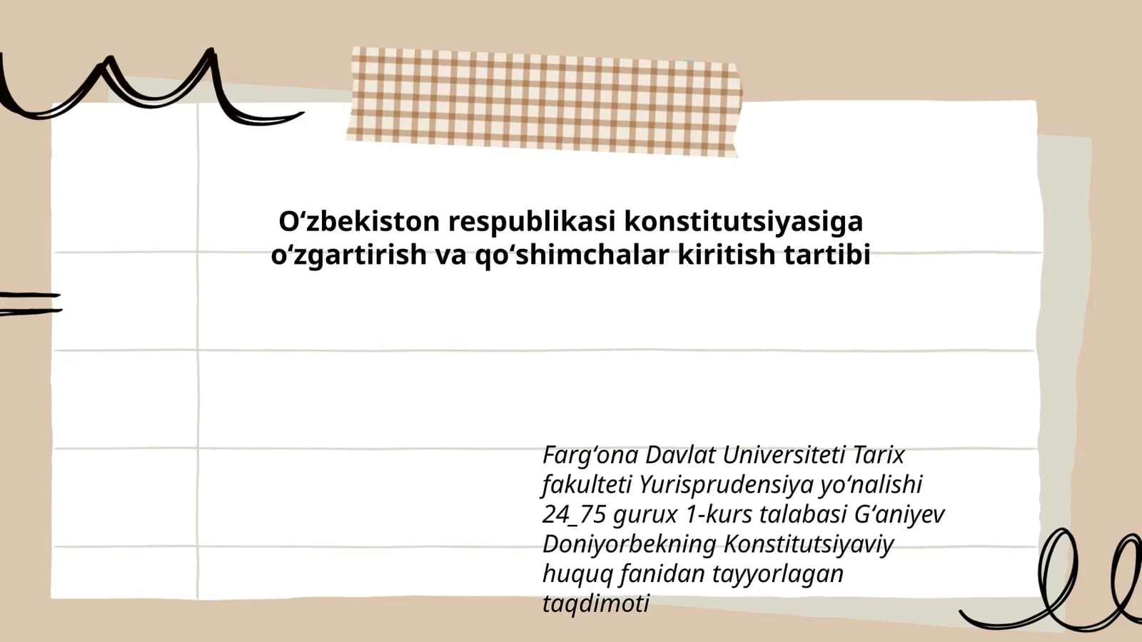 Konstitutsiyaviy huquq fanidan tayyorlagan taqdimoti