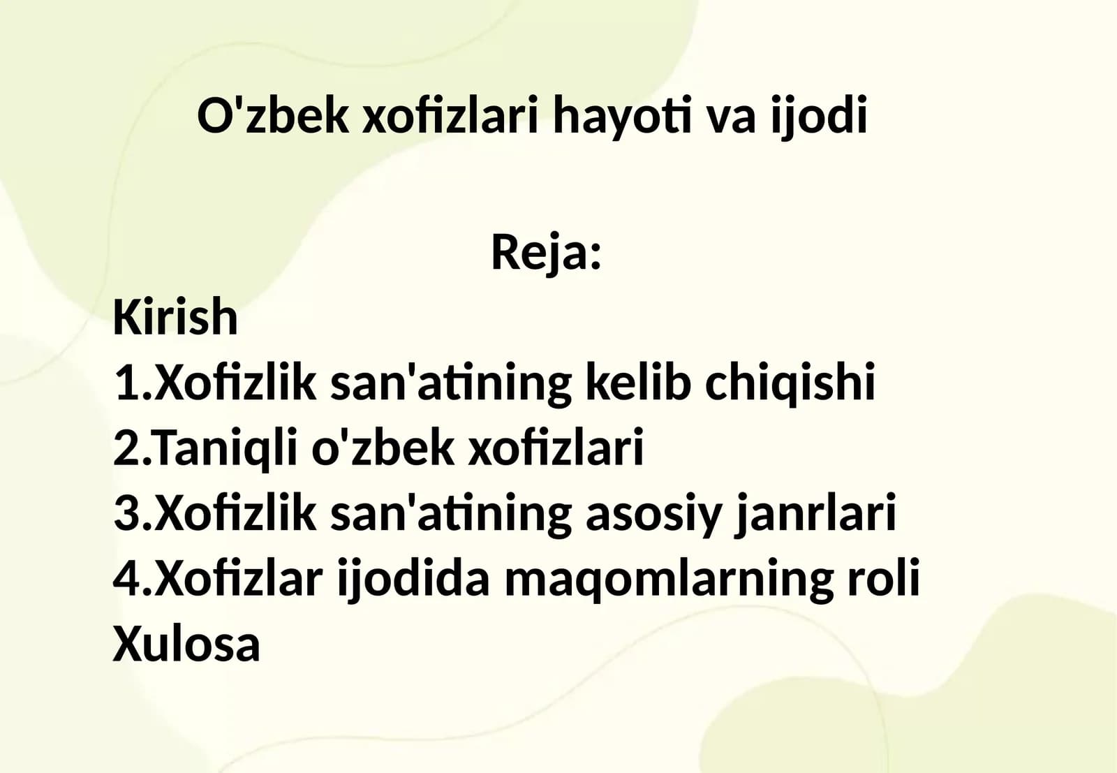 O'zbek xofizlari hayoti va ijodi