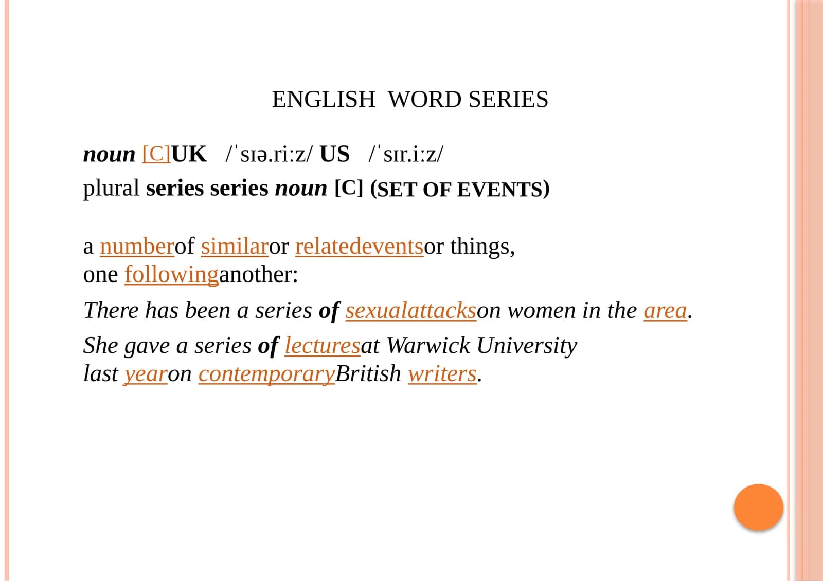 ENGLISH WORD SERIES