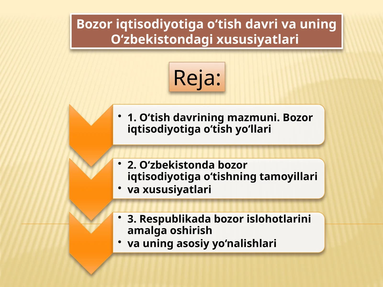 Bozor iqtisodiyotiga o‘tish davri va uning O‘zbekistondagi xususiyatlari