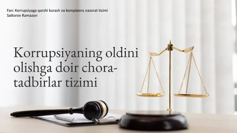 Korrupsiyaning oldini olishga doir chora-tadbirlar tizimi