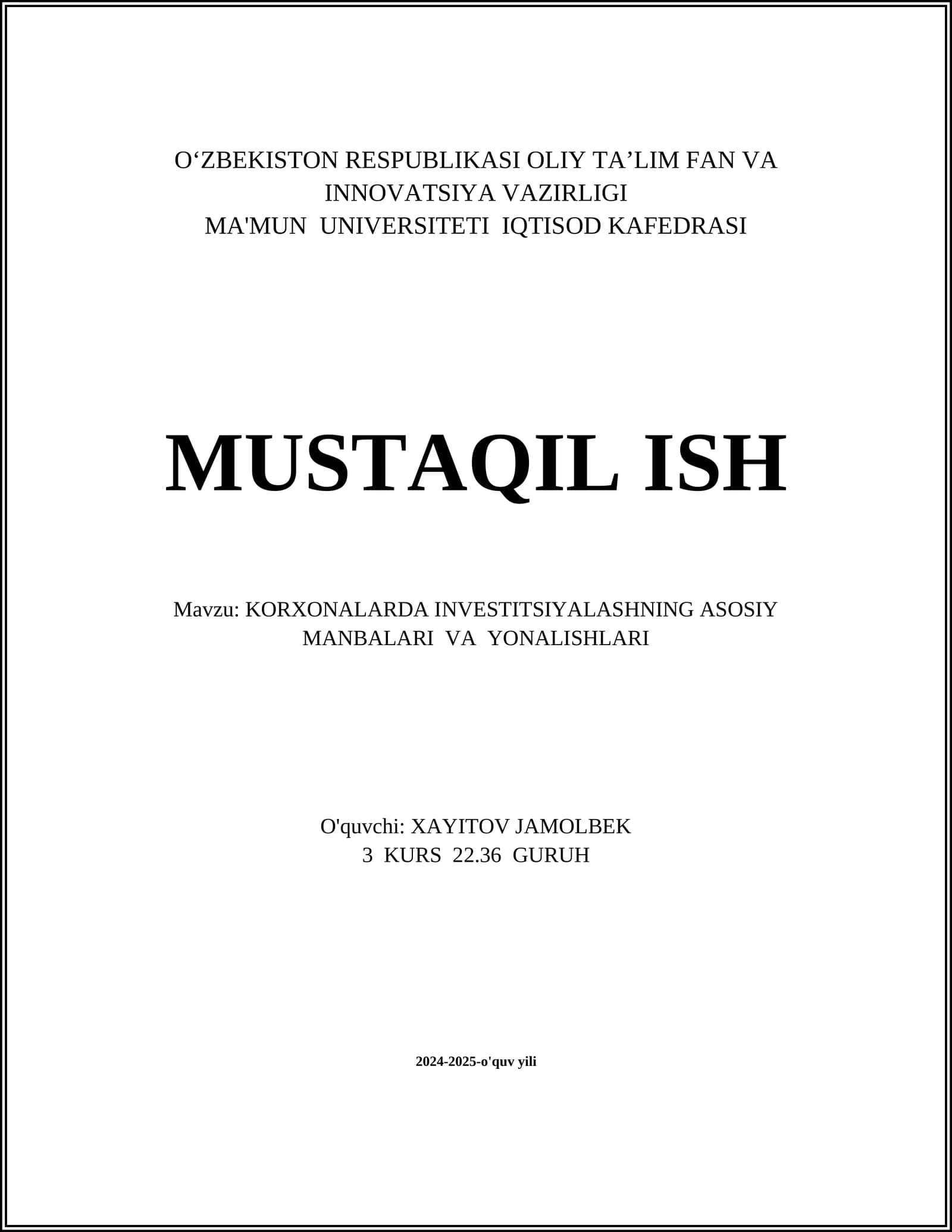 Investitsiya manbalari: turlari va xususiyatlari