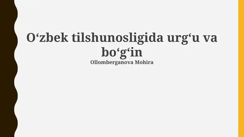 Oʻzbek tilshunosligida urgʻu va boʻgʻin