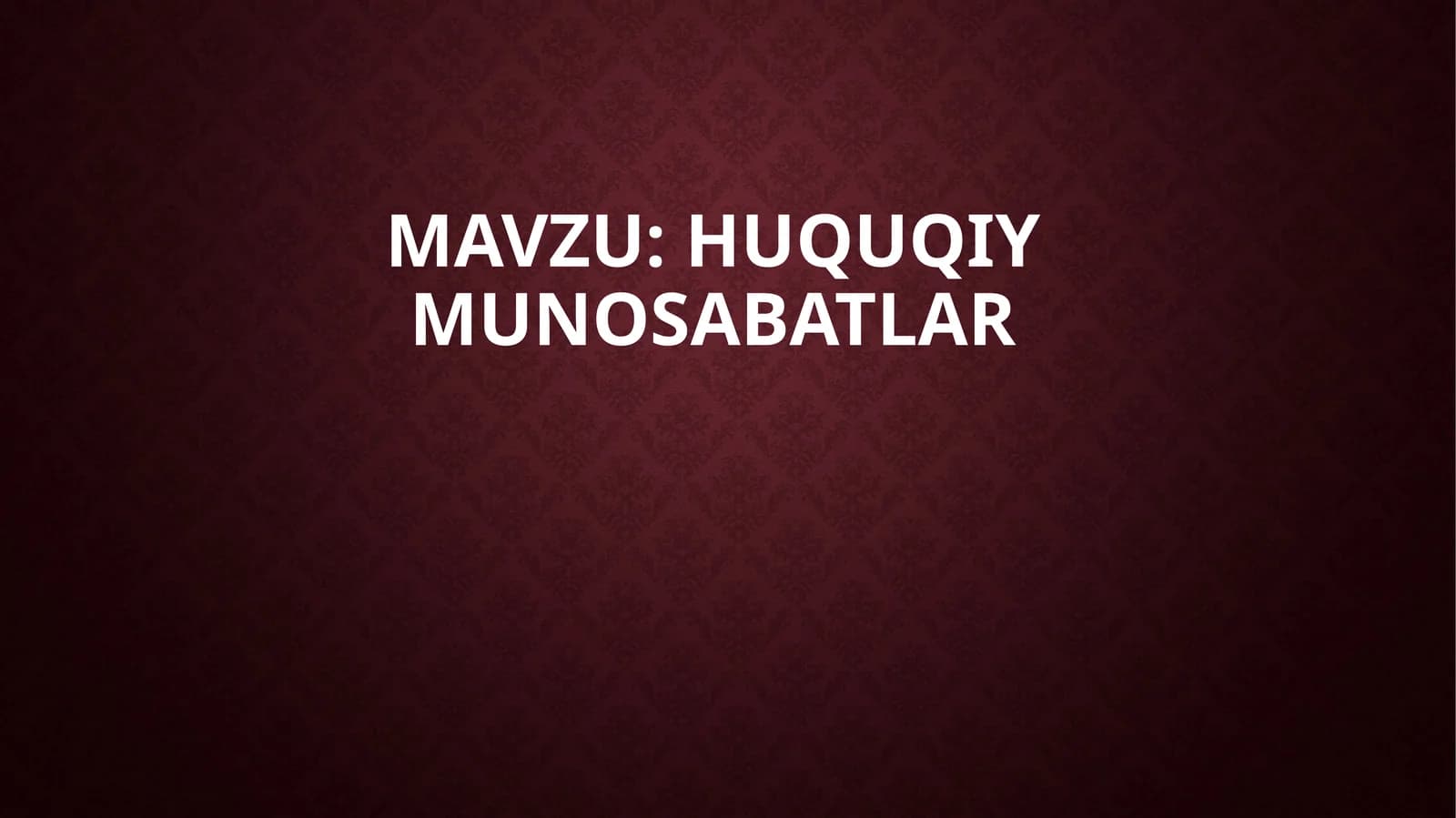 Huquqiy munosabatlar