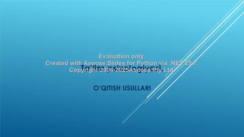 Ta’lim psixologiyasi: O‘qitish usullari