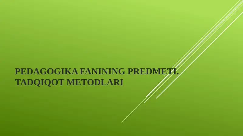 Pedagogika fanining predmeti