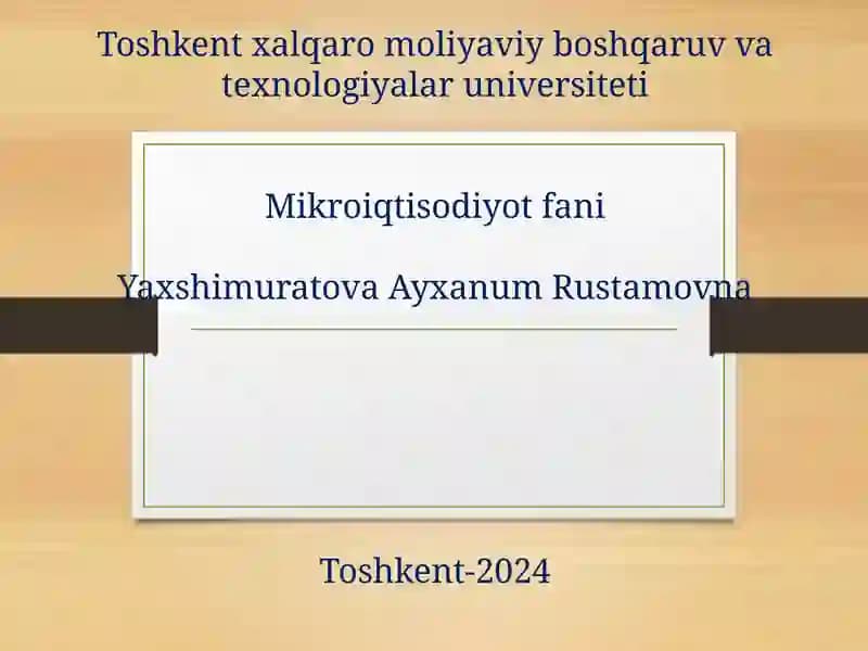 Mikroiqtisodiyot fani