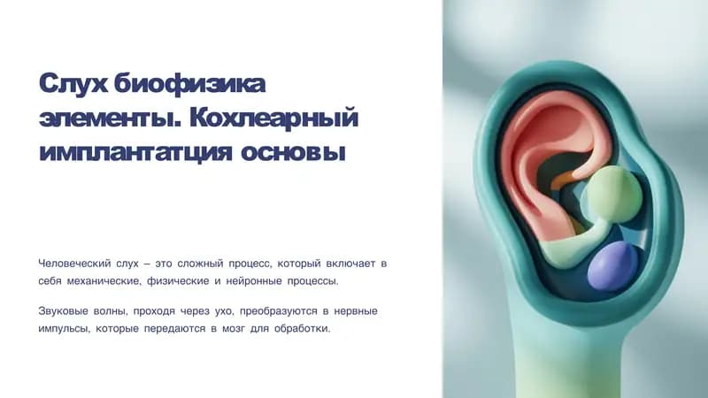 Слух биофизика элементы. Кохлеарный имплантaтция основы