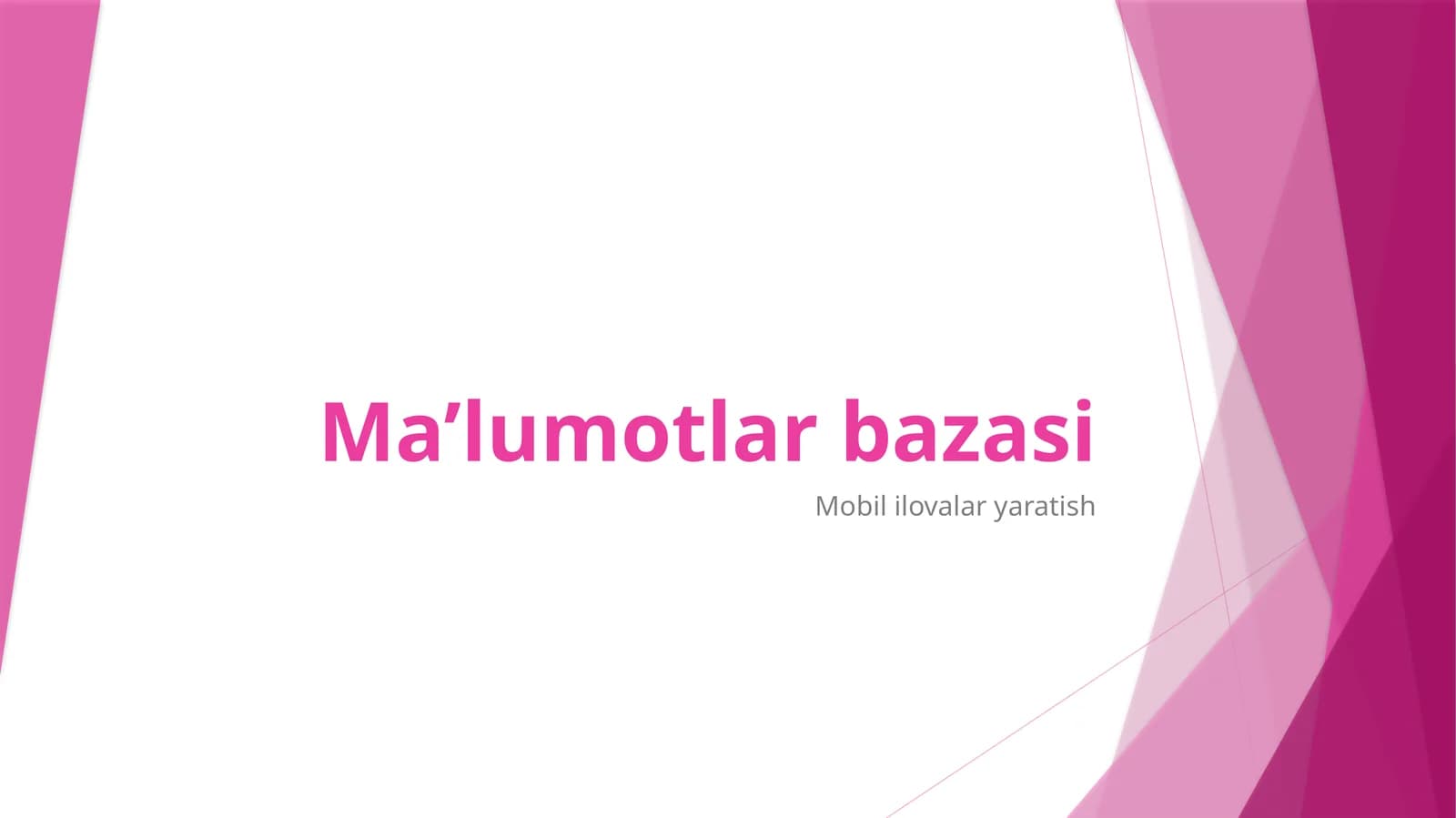 Android dama'lumotlarbazasini boshqarish