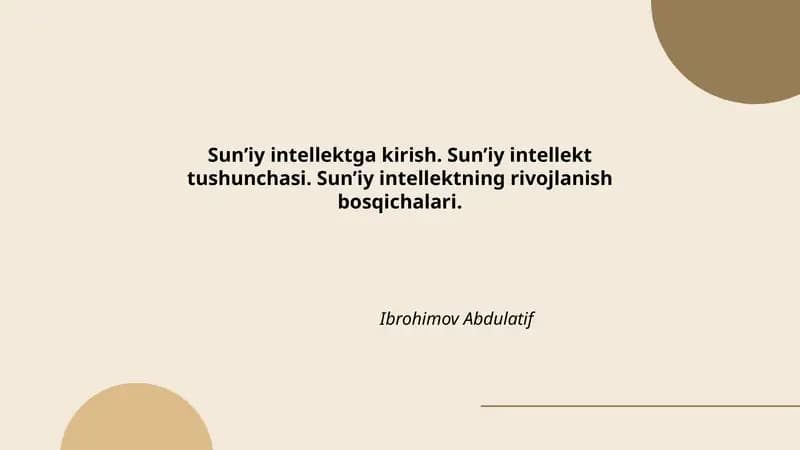 Sun’iy intellektga kirish