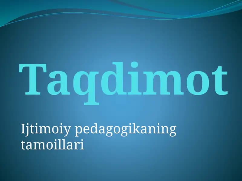 Ijtimoiypedagogikaningtamoillari