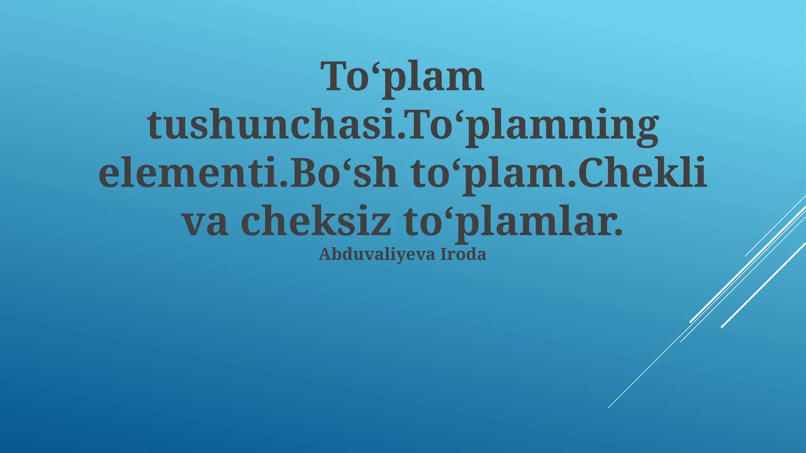To'plamlarni solishtirish