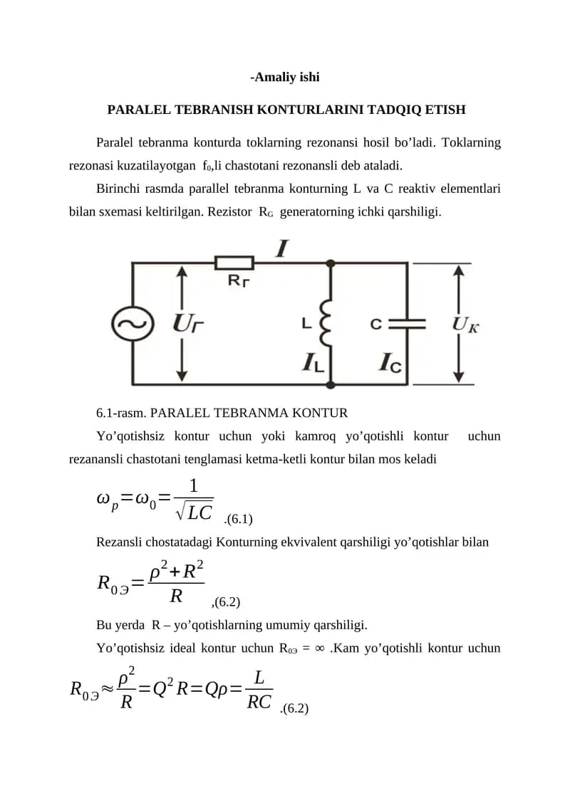 PARALEL TEBRANISH KONTURLARINI TADQIQ ETISH