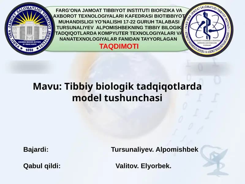 Tibbiybiologiktadqiqotlardamodeltushunchasi