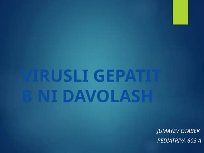 Virusli gepatit B ni davolash