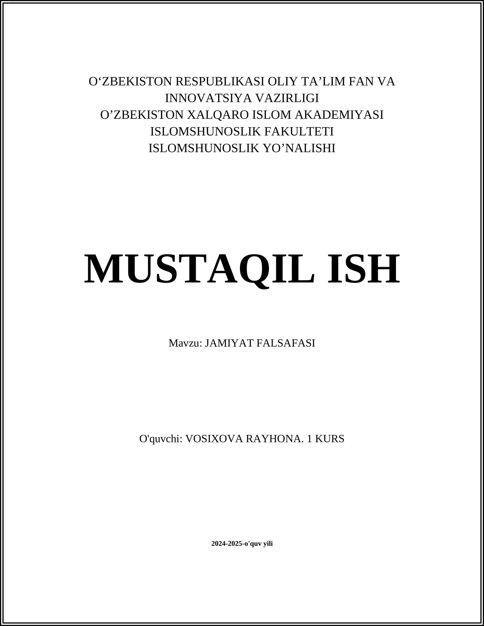 JAMIYAT FALSAFASI