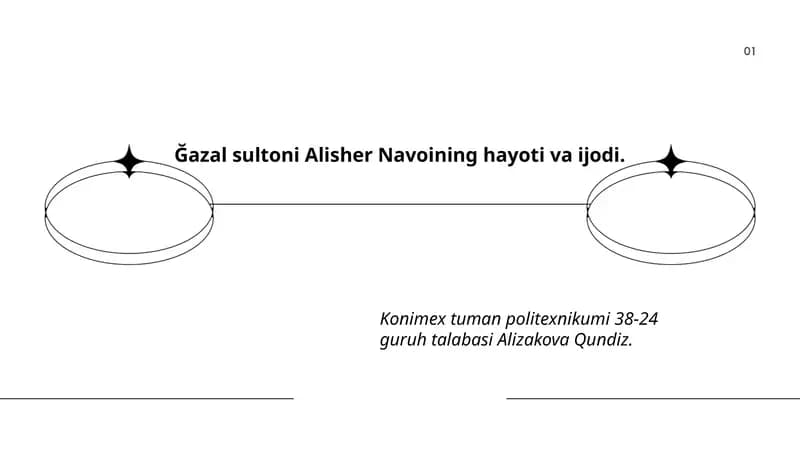Ğazal sultoni Alisher Navoining hayoti va ijodi.