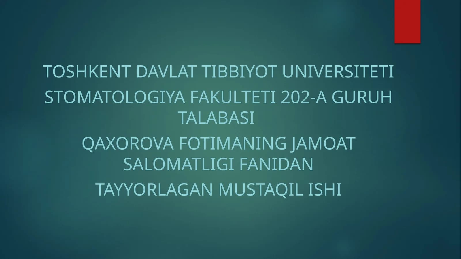 Aholi salomatligi tushunchasi va unga ta'sir etuvchi omillar