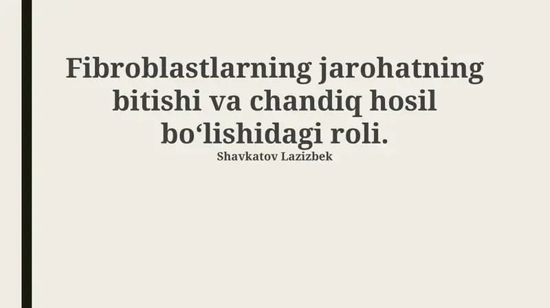 Kollagen Sintezi va To'qimalarning Qayta Qurilishi