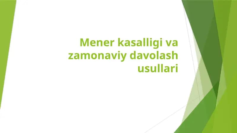 Mener kasalligi va zamonaviy davolash usullari