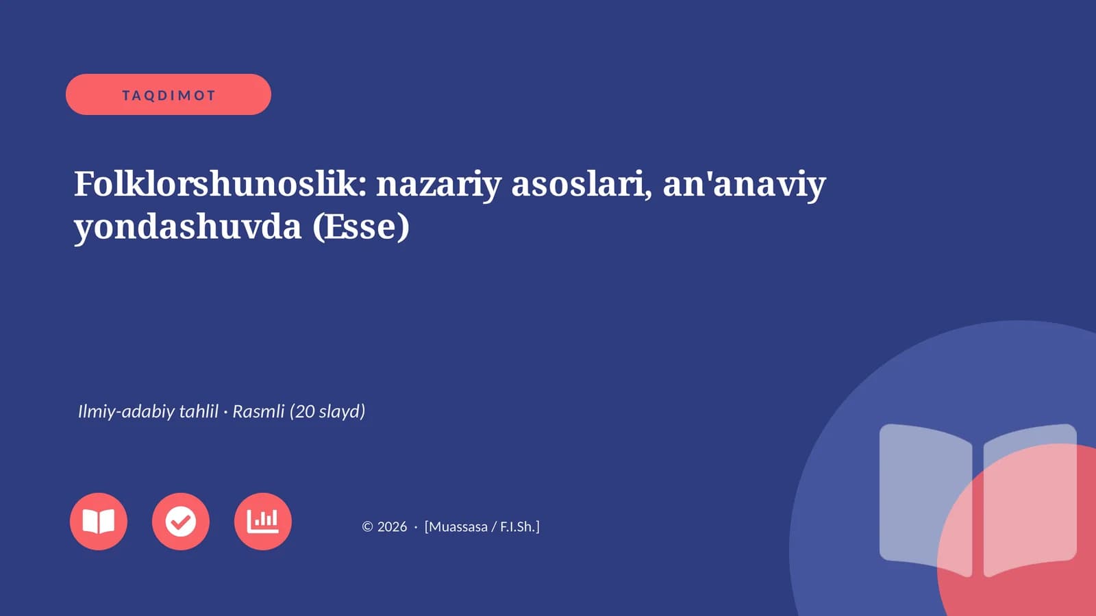 Folklorshunoslik: nazariy asoslari, an'anaviy yondashuvda (Esse)