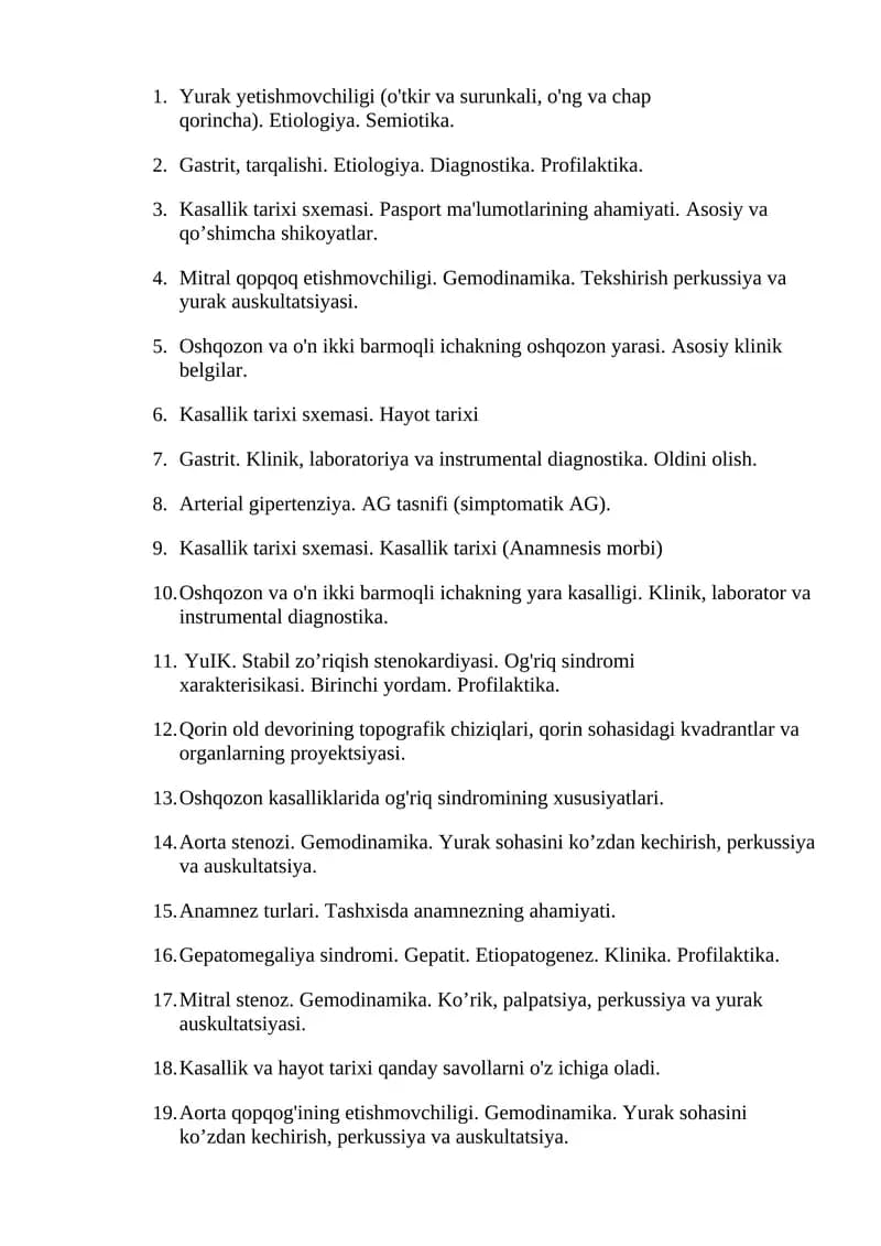 Yurak yetishmovchiligi (o'tkir va surunkali, o'ng va chap qorincha)