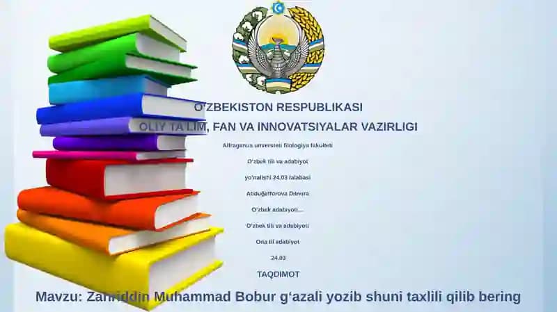 Zahriddin Muhammad Bobur gʻazali yozib shuni taxlili qilib bering