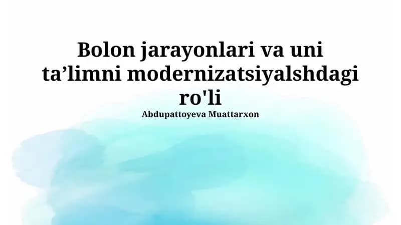 Bolonya jarayoni va ta'lim modernizatsiyasi
