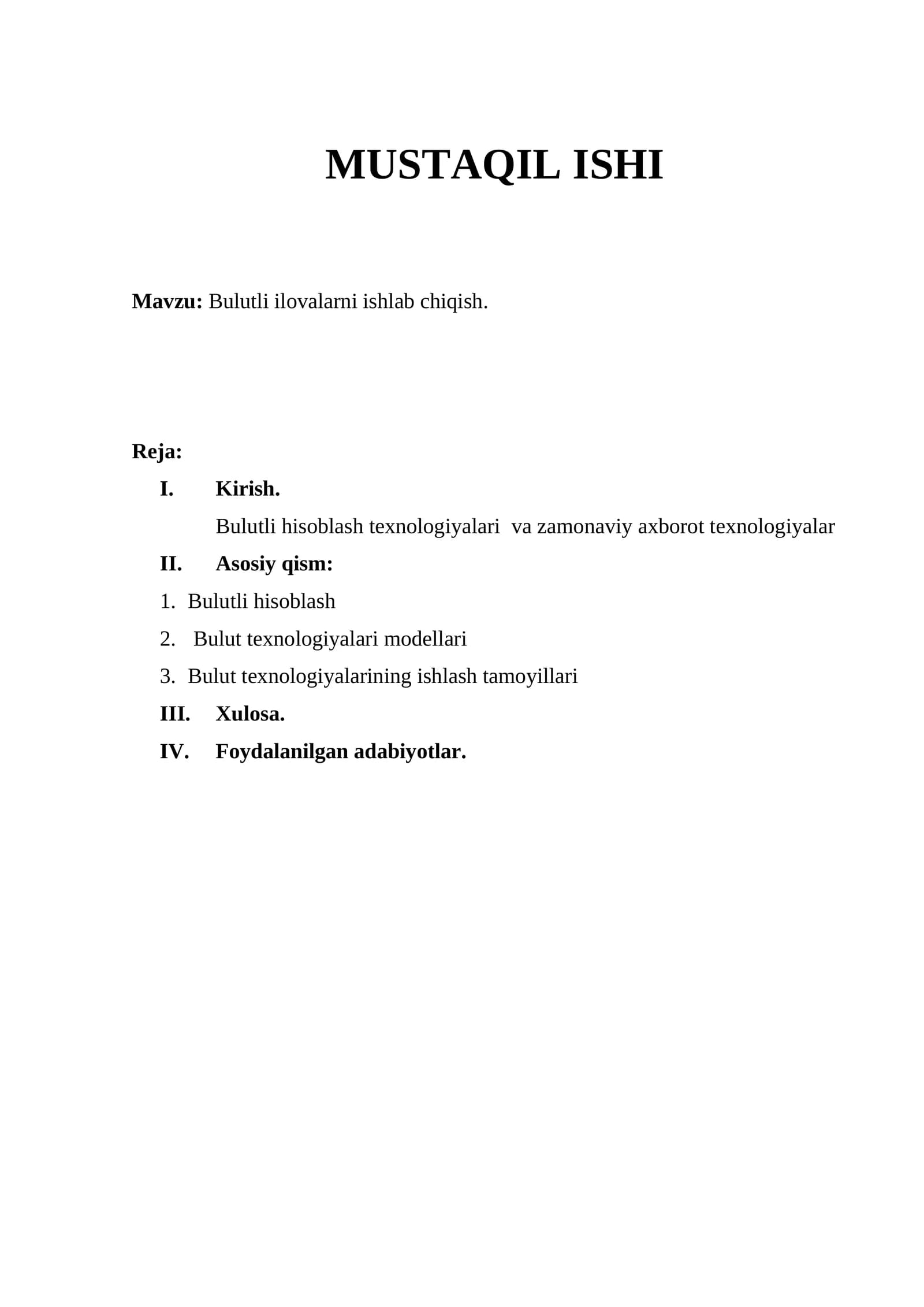 Bulutli ilovalarni ishlab chiqish.
