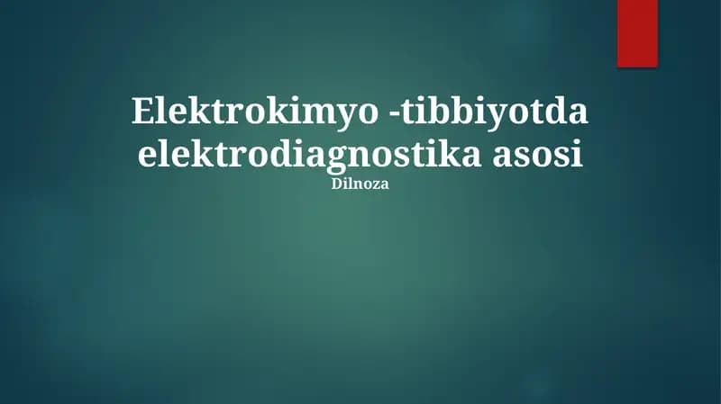 Elektrokimyo -tibbiyotda elektrodiagnostika asosi