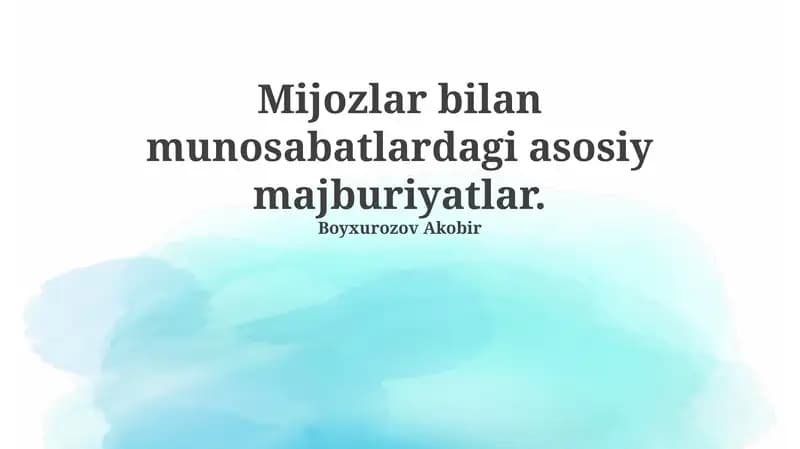 Mijozlar bilan munosabatlardagi asosiy majburiyatlar