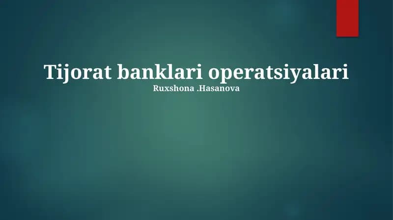 Tijorat banklari operatsiyalari