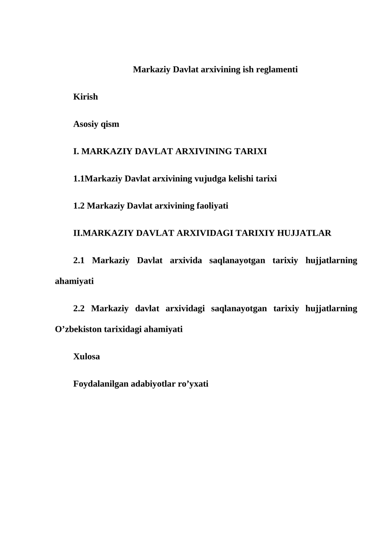 Markaziy Davlat arxivining ish reglamenti