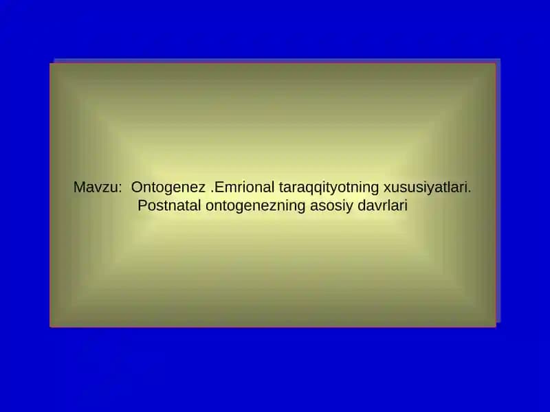 Ontogenez