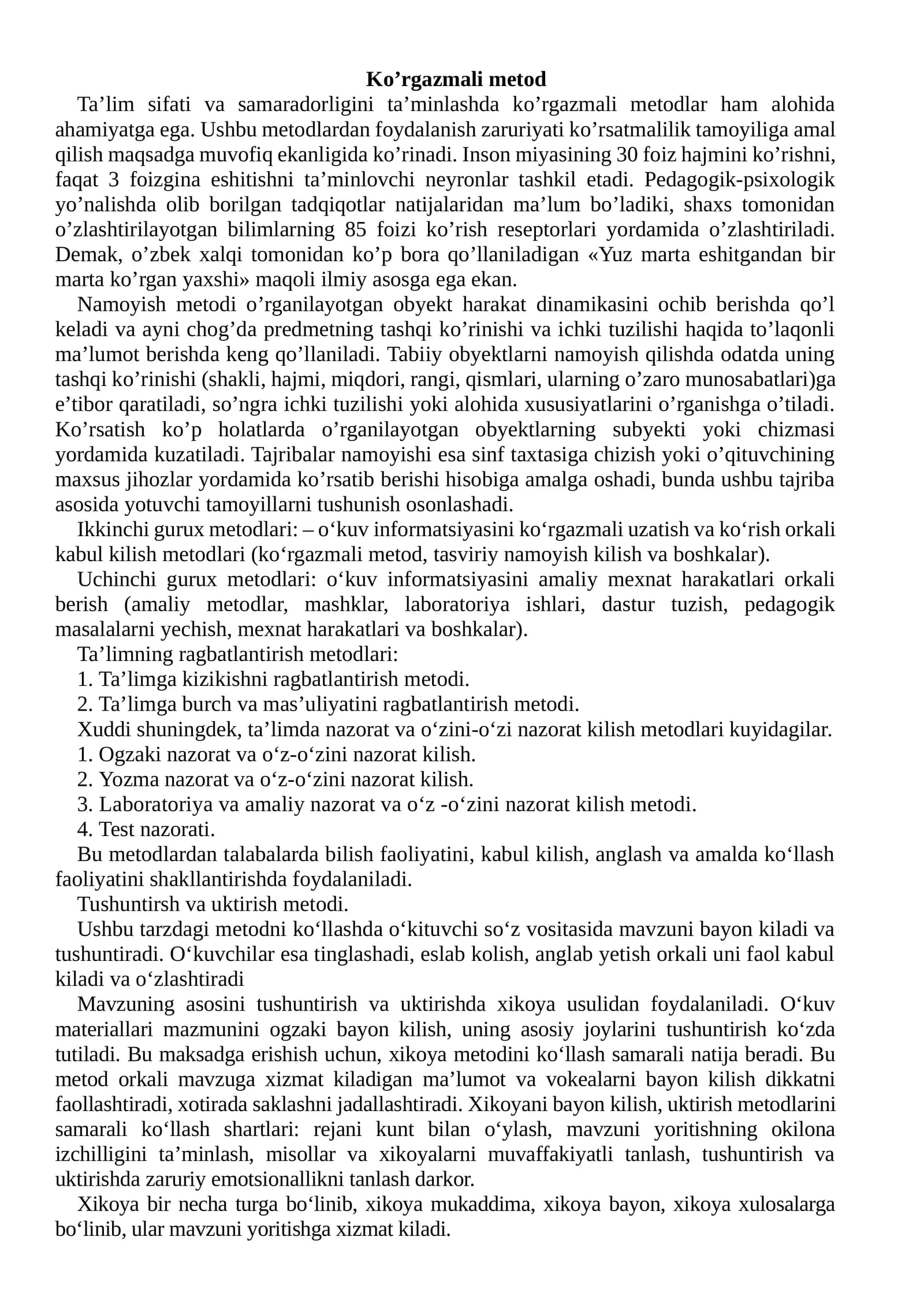 Ko’rgazmali metod