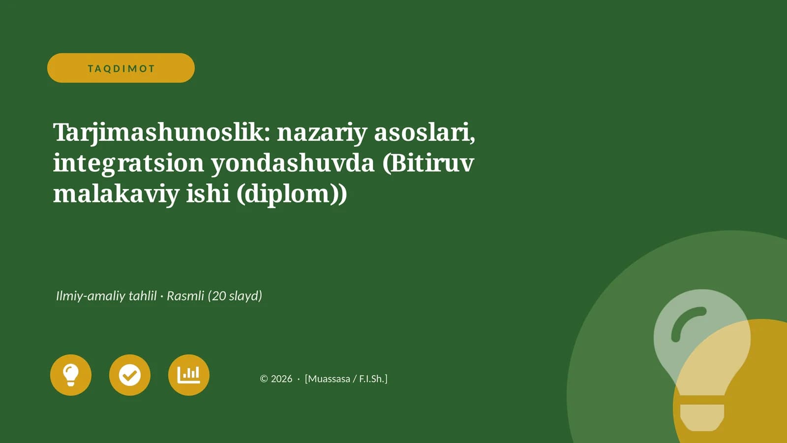 Tarjimashunoslik: nazariy asoslari, integratsion yondashuvda (Bitiruv malakaviy ishi (diplom))