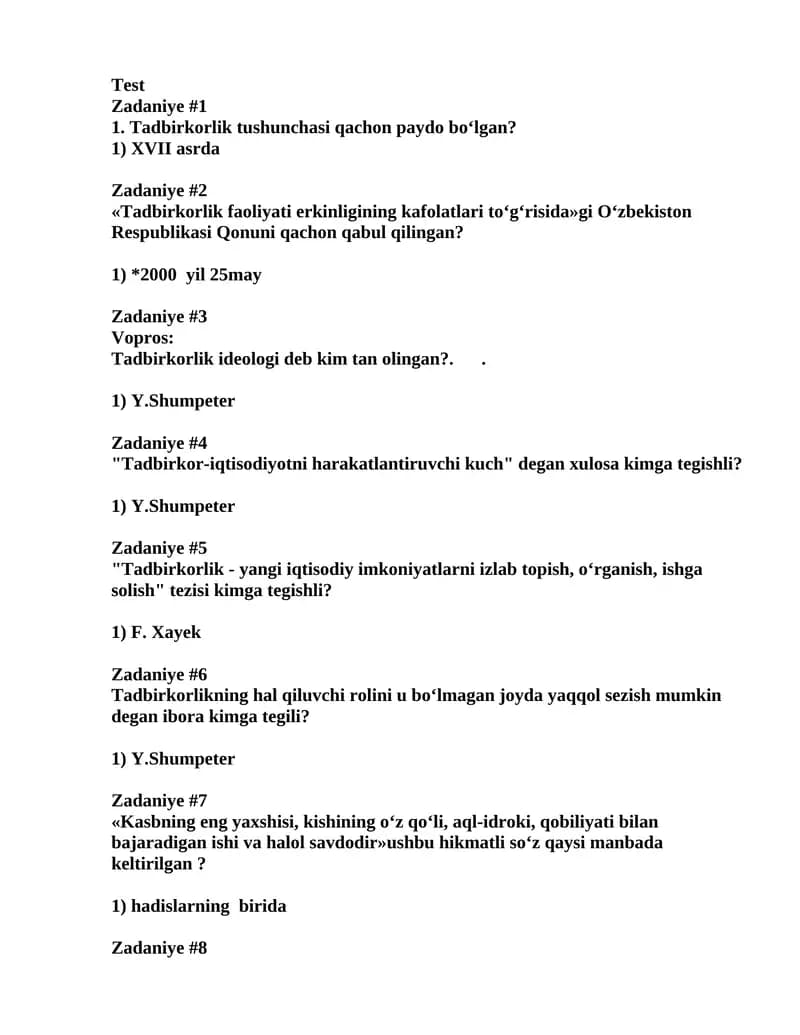 Tadbirkorlik faoliyati