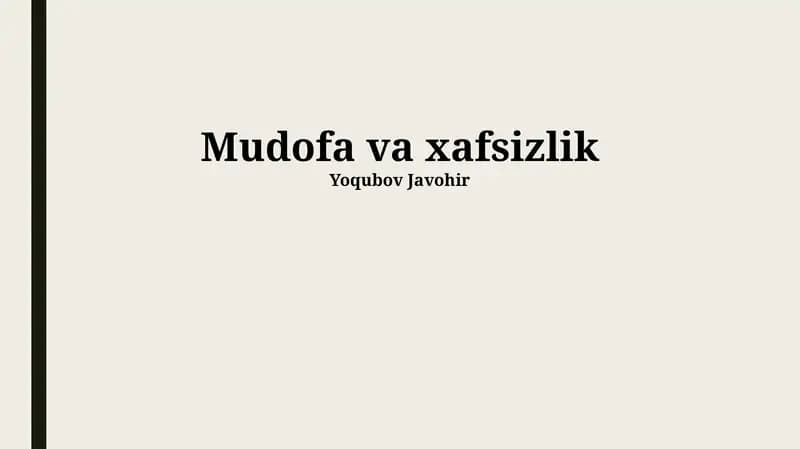 Mudofa va xafsizlik