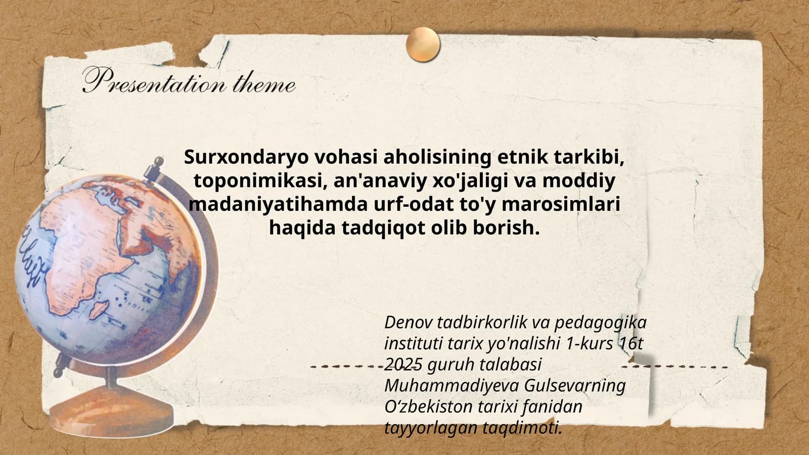 O‘zbekiston tarixi fanidan tadqiqot