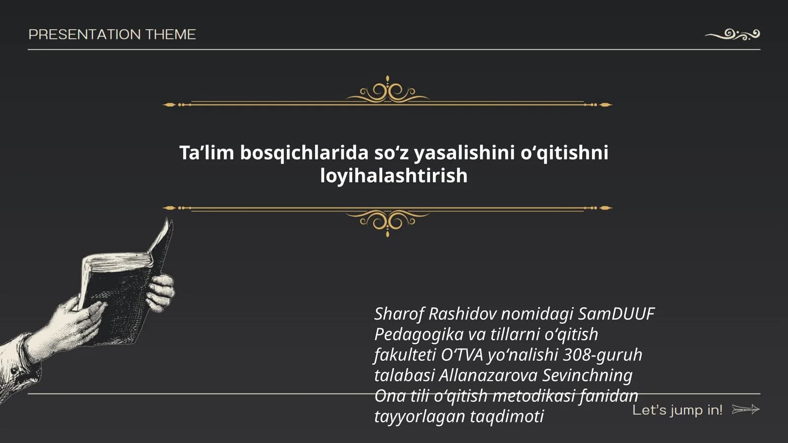 Sevinchning Ona tili oʻqitish metodikasi fanidan tayyorlagan taqdimoti