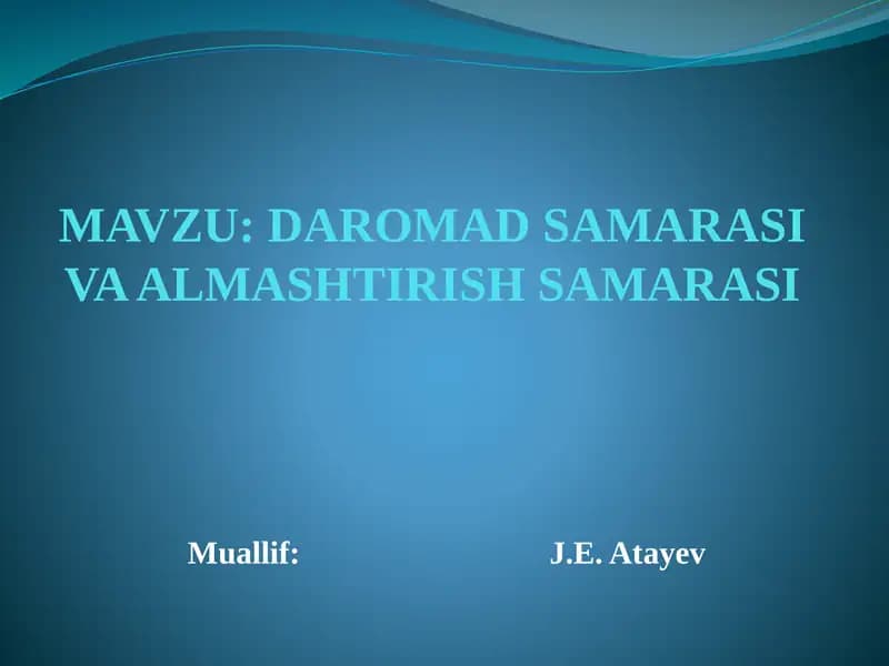 Daromad samarasi va almashtirish samarasi