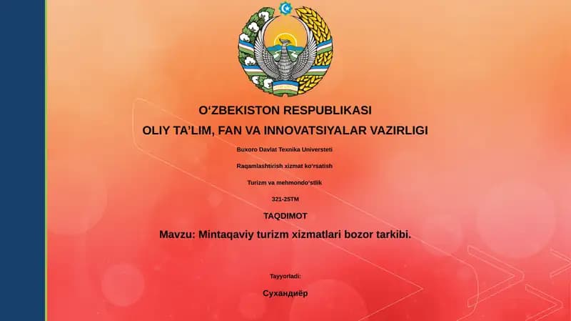 Mintaqaviy turizm xizmatlari bozor tarkibi