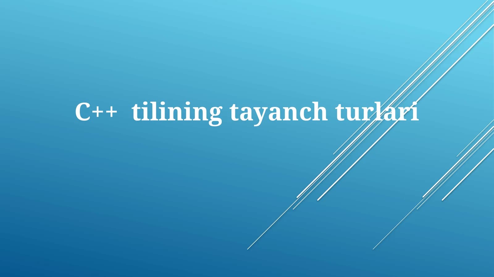 C++ tilining tayanch turlari