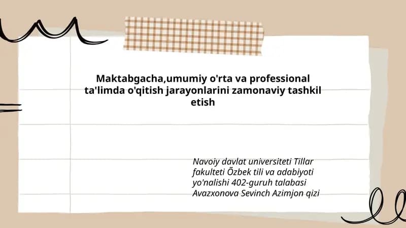 O'qitish jarayonlarini zamonaviy tashkil etish