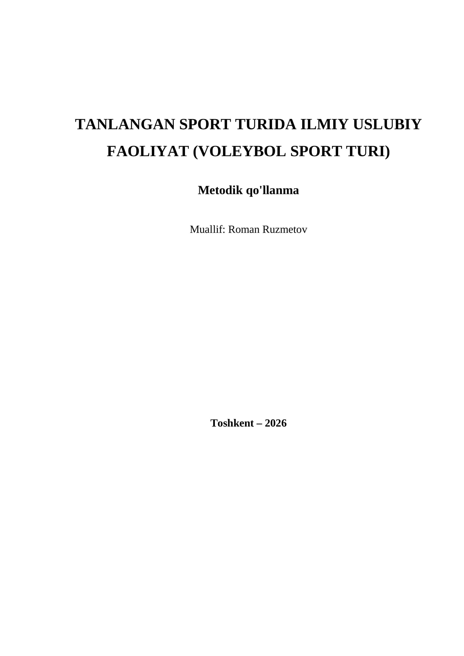 Tanlangan sport turida ilmiy uslubiy faoliyat (voleybol sport turi)