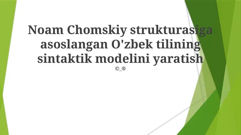 O'zbek tilining Sintaktik Modelini Qurish