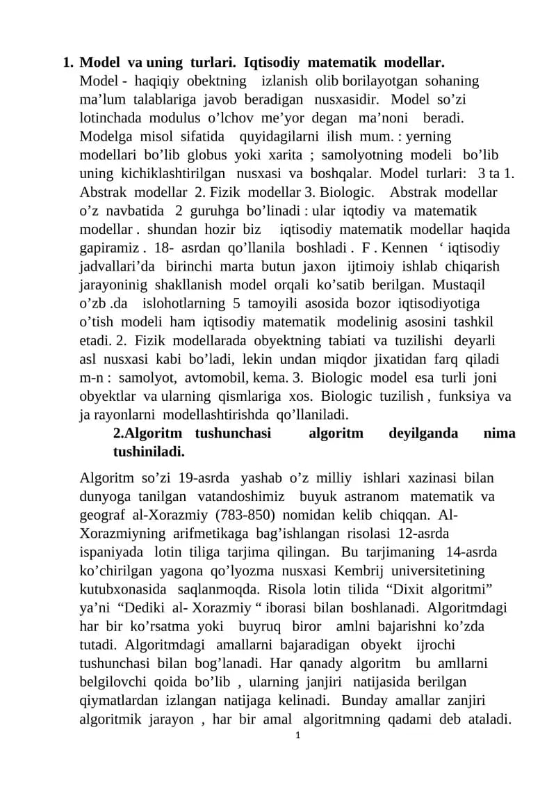 Algoritmlar va ma'lumotlar strukturasi