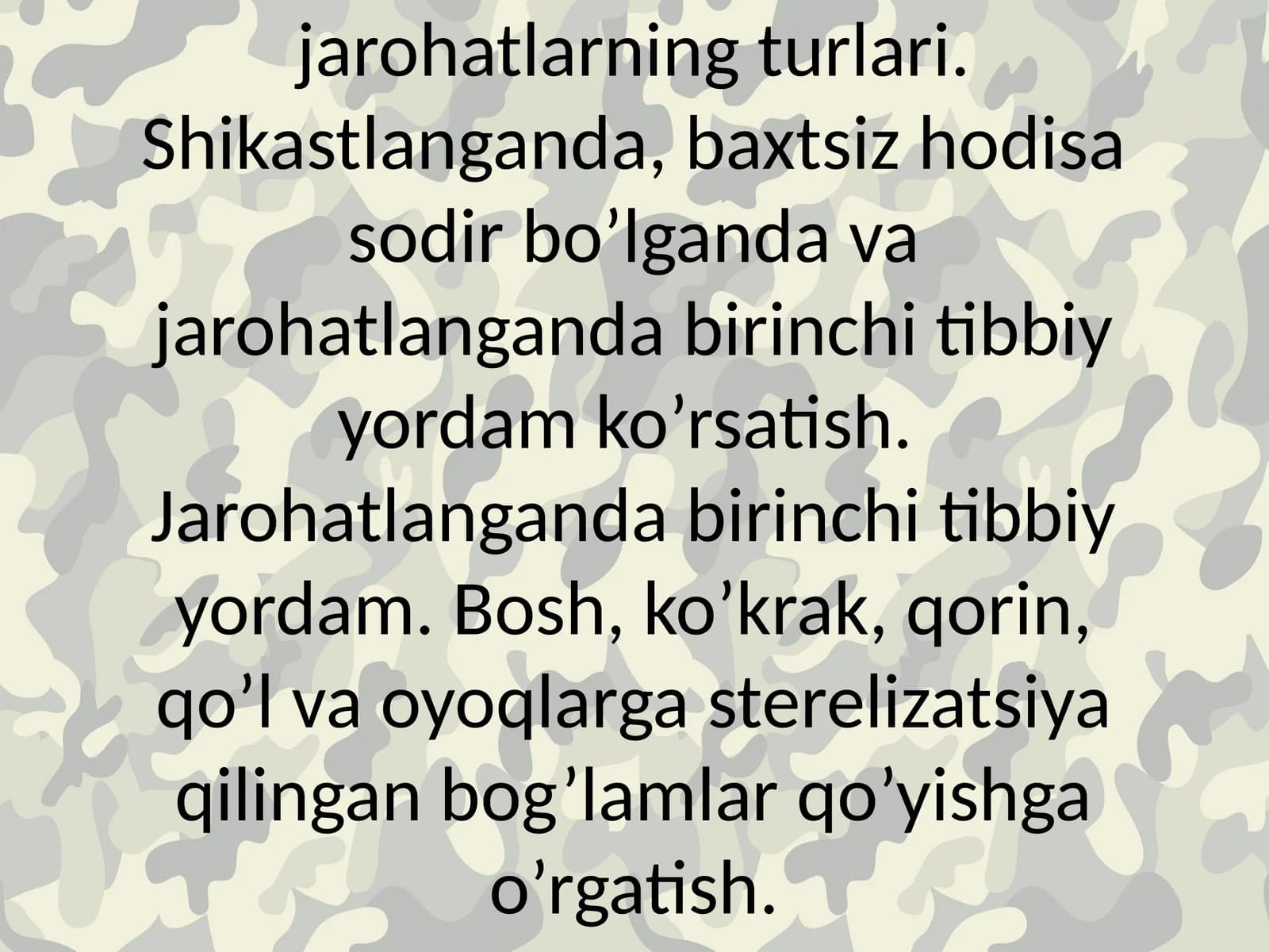 Jarohatning Turli To'g'risida