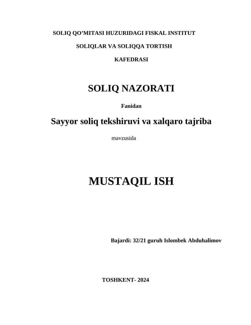 Soliq Qo'mitasi Huzuridagi Fiskal Institut