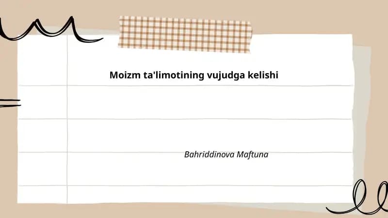Moizm ta'limotining vujudga kelishi